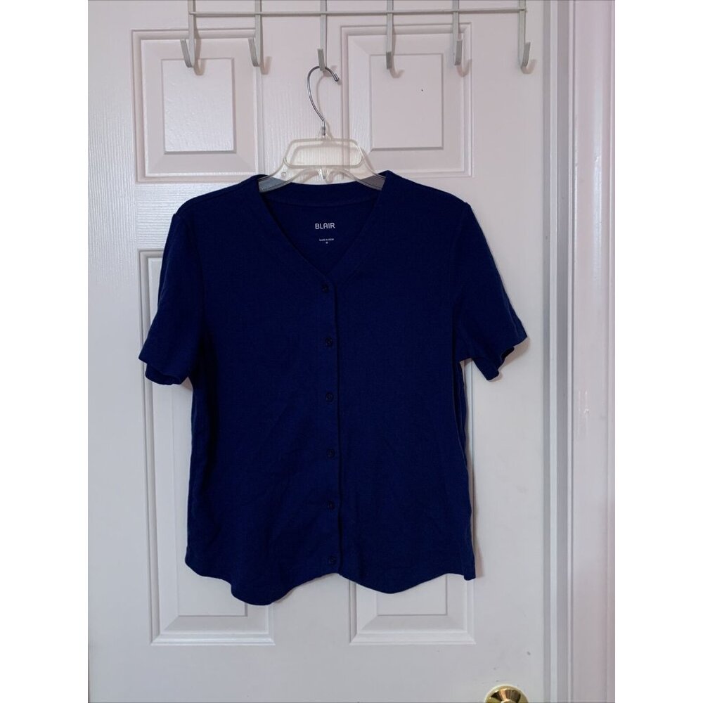 Blair navy blue womens short sleeve shirt